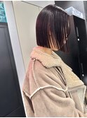 切りっぱなしボブ/髪質改善/暖色/地下風カラー/ボルドーカラー