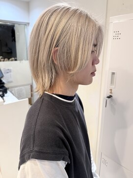 デイジー インデックスヘア 大島店(DAISY index hair) 『毛流れフェザー』│ミルクティーベージュ│ウルフカット大島