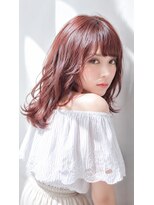 6Dエクステ 板橋店 ピンクカラーセミロングヘア