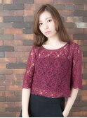 ボブ/カーキグレージュ/大人かわいい/フェザーバング