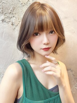 ロンド クラン 岡崎(Lond Clan) 小顔ヘア　ヌーディーカラー　韓国ボブ　切りっぱなしボブ