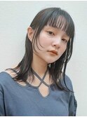 黒髪/グレーベージュ/レイヤーロング/前髪パーマ[自由が丘駅]