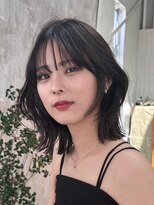 ノイズオオサカ 梅田店(NOISM OSAKA)&nbsp;小顔外ハネミディアムアッシュ20代30代40代くびれミディ韓国ヘア