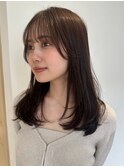 顔周りレイヤーカットくびれヘアミルクティーベージュカラー