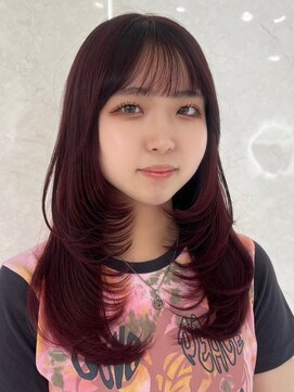 アンダーバーホワイト モデ 富田林店(_WHITE mode) ハイライトカラーミルクティーベージュレイヤーカット