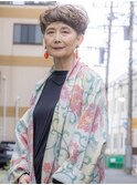 上品ニュアンスパーマショート#脱白髪染め[50代60代70代]