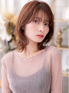 カバーヘア ブリス 大宮西口(COVER HAIR bliss) 大人可愛いチェリーレッド外ハネくびれヘアh4大宮20代30代40代