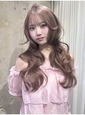 韓国ヘア/レイヤーカット/前髪/顔まわり/ミルクティー/ブリーチ