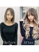 ホワイトベージュグラ#シールエクステ#ハイライトカラー#小倉