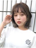 三軒茶屋_レディース_ミディアム_グレージュ_コテ巻き_ブリーチ