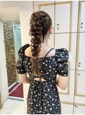 ゆるふわポニー　編み下ろし　パーティーヘアセット　　