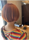 カッパーオレンジ×ショートボブ