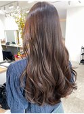桑名ロングレイヤーカットロングヘアピンクブラウンカラー韓国