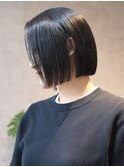 首が長く綺麗に見えるタッセルボブ×縮毛矯正/髪質改善/表参道　