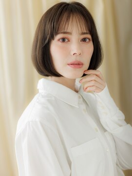 カバーヘア ブリス 志木南口駅前店(COVER HAIR bliss) シースルー前髪モカブラウン前下がりショートボブX志木30代40代