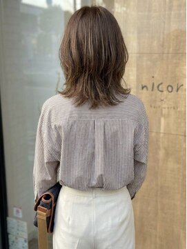 ニコリヘアワークス(nicori hair works) ミディアムレイヤー×ナチュラルブラウン3
