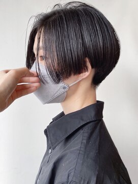 モリオフロムロンドン 原宿本店(morio from London) 【morio 原宿】黒髪ハンサムショート 前下がり ソフト刈り上げ