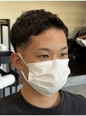センターパートメンズマッシュパーマニュアンスパーマ刈り上げ