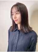 ミディアム/ダークブラウン/前髪シースルー