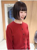 "久保田"暗髪ミニボブぱつっとカットワイドバング