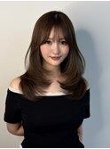 ミルクティブロンドワンホンレイヤーダークブルー