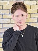 ワイルドツーブロック無造作マットアップバング