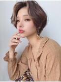 大人かわいい 小顔 ショートボブ　デザインカラー　20代30代40代