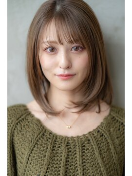 メゾンバイハバナ(maison by HAVANA) 大人可愛いベビーバングショコラベージュミディアムボブルフ