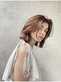 外ハネボブ#ペールベージュ＃かきあげ前髪##オレンジベージュ