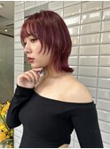 【lilley 稲永麻衣】ウルフボブ+レッドカラー+天神韓国ヘア