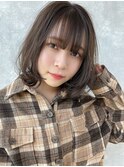 透明感 グレージュカラー 外ハネボブ ゆるふわウェーブ