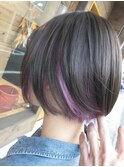 インナーカラー×ボブ ラベンダー ブリーチ 10代20代30代40代