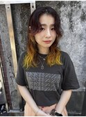 ブリーチインナーカラーグラデーションイエローダブルカラー経堂