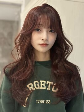 ブリーチなし暖色系◎艶感カシスレッド/ボルドーで大人可愛い