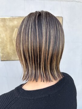 アース 春日部店(HAIR&MAKE EARTH) 白髪ぼかしハイライト＋くびれボブ＋超音波トリートメント