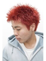 ルックグッドストア(LOOK GOOD STORE) スパイキーショート赤髪ダブルカラー短髪ハイトーンブリーチ