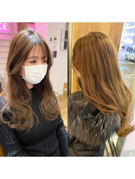 アヴァンス 天王寺店(AVANCE.) 極細ハイライト×ミルクティーベージュ