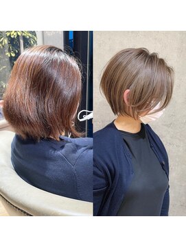 バンプ ギンザ(BUMP GINZA) 30代、40代/丸みとくびれショートボブ×アッシュベージュ/大宮