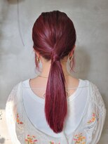 テトヘアー(teto hair) ピンクカラー　暖色系カラー　ローポニー　ピンクブラウン　韓国