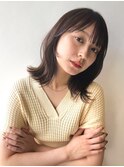 【laf 岡本聡美】グレーベージュ//くびレイヤーミディアム