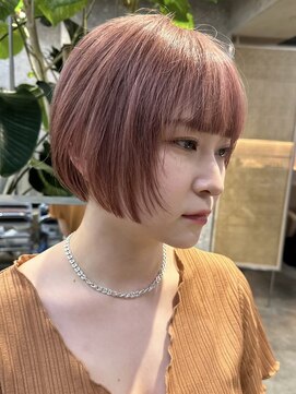 サンク 原宿 表参道(cinq) ショートボブダブルカラーハイトーンボブミルクティーベージュ