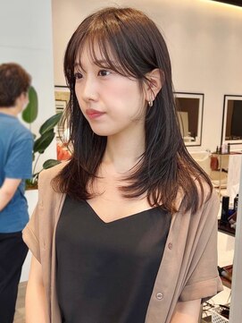 ケーツー あべのキューズモ-ル店(K-two) 顔周りカット*ナチュラルレイヤーカット*ベージュ*前髪あり