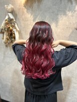 ヘアーワークス ボナ(HAIR WORKS bona.)&nbsp;うる艶美髪ロングウェーブ×ピンク/レッド/バレイヤージュ
