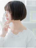 切りっぱなしアースカラー小顔前下がりボブh3越谷20代30代40代