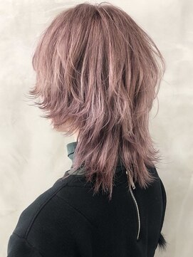 ラ メール ヘア デザイン(La mer HAIR DESIGN) ピンクブラウンウルフカットレイヤーカットマッシュウルフボブ