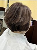 40代50代大人ひし形ショートボブ髪質改善根元パーマ白髪染め