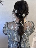 ヘアアレンジ/編みおろし/ダウンスタイル/金箔/お呼ばれヘア