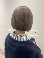 エレノア 静岡店(Eleanor) 【サメシマ】ぷつっとミニボブ×ミルクティーベージュ