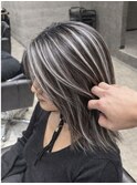 白髪ぼかし×筋感ハイライト