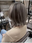 海外レイヤーボブ カーテンバング バレイヤージュグレージュt524